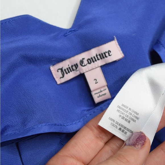 Juicy Couture Indigo 100% Silk High-waisted lightweight shorts - Picture 2 of 6